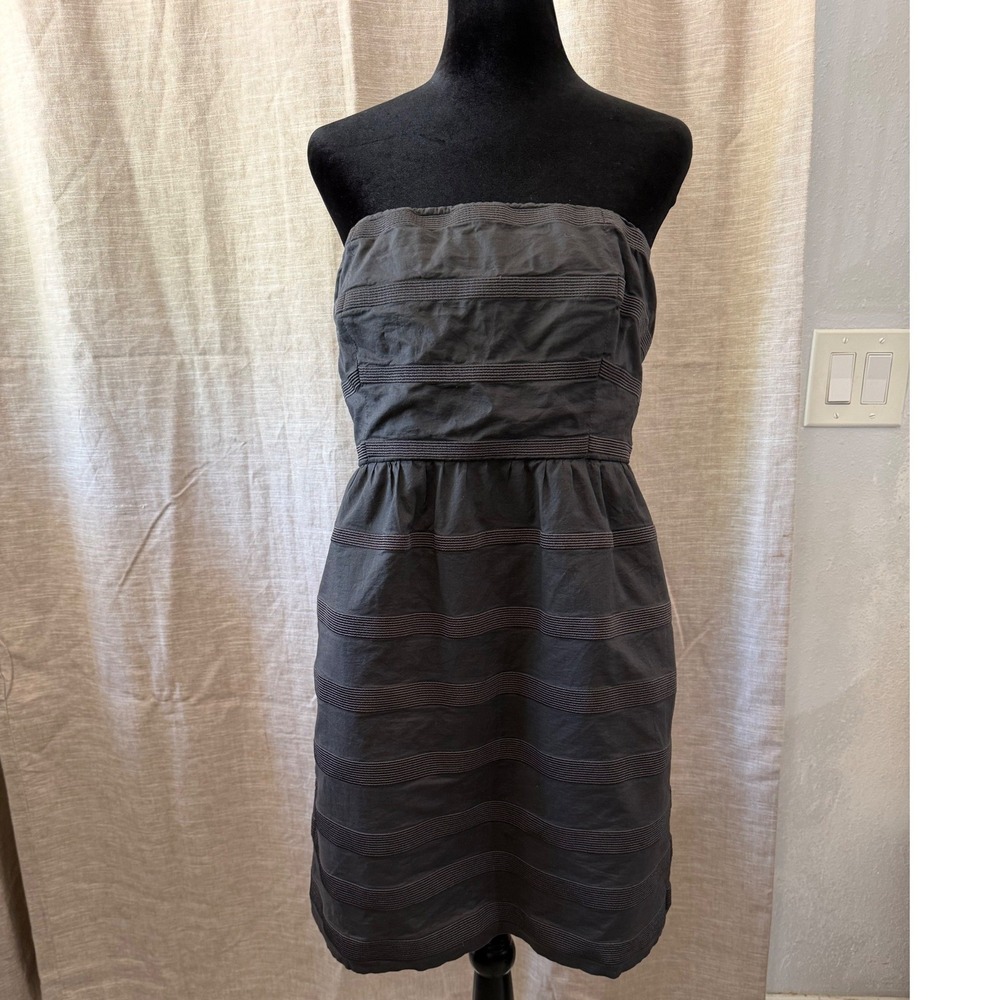J.Crew Gray Strapless Ribbon Stripe Mini Dress Style 39179 Size 6 Cockail Party